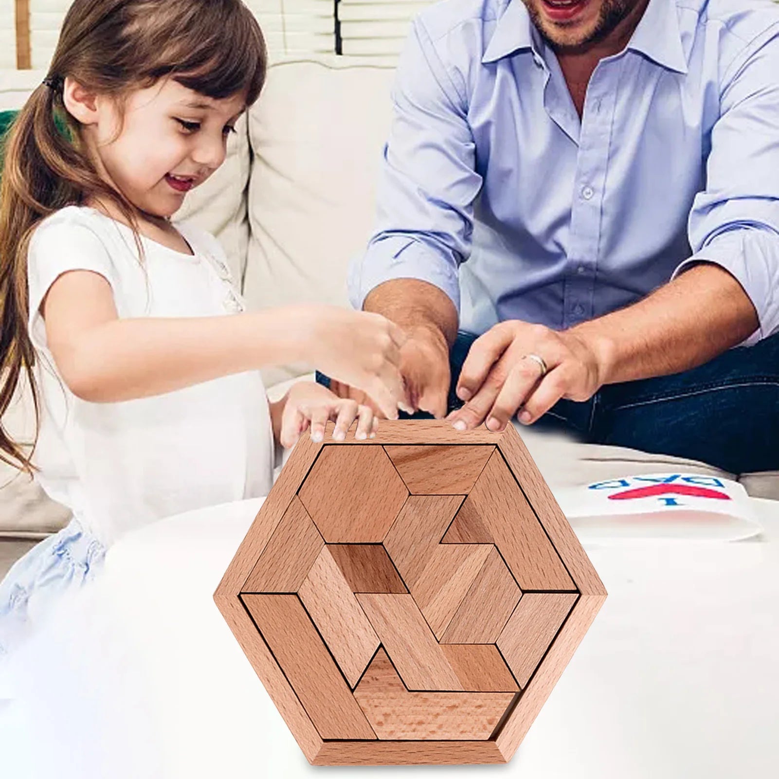 Hexagonal Wooden Geometric Shape Jigsaw Puzzles Chess Game Board Montessori Toys Brain Teaser Educational Intelligence Toys Taj Home Store