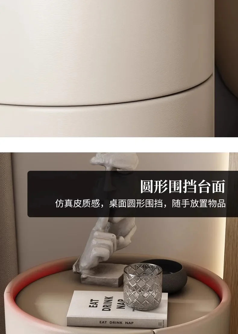Home Living Room Sofa Side Cabinet, Creative Round Solid Wood Bedside Table, New Simple Modern Small Bedroom Storage Cabinet Taj Home Store