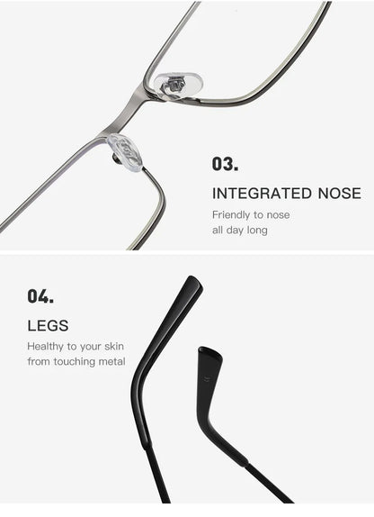 Men Square Metal Large Frame Myopia Glasses Spring Leg Elderly Near Sight Eyewear Blue Light Blocking Eye Protection Eyeglasses Taj Home Store
