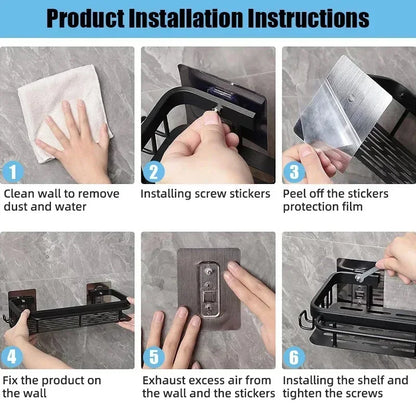 Bathroom Shelf Kitchen Storage Organizer Aluminum Alloy Shampoo Rack Shower Shelf Bathroom Accessories No Drill Shelf Taj Home Store