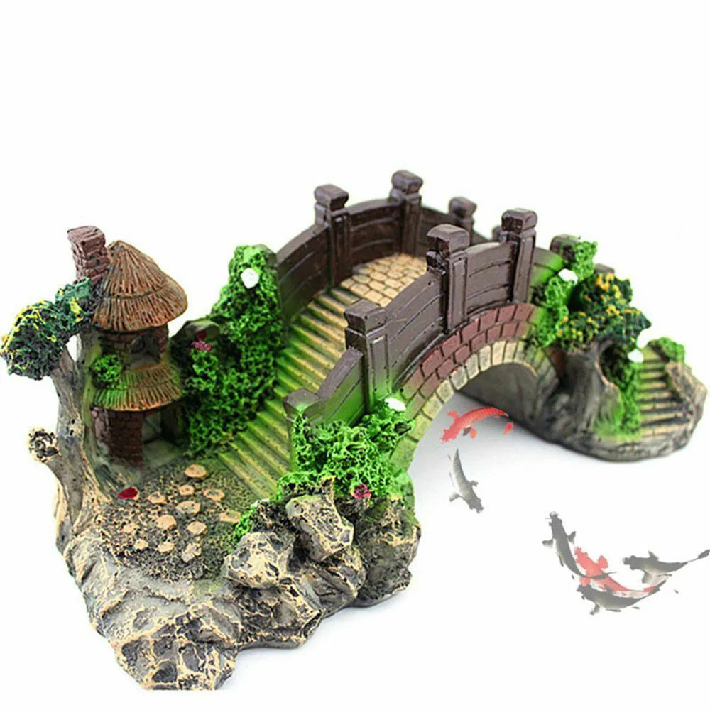 Aquarium Accessories Arbor Tree Plant Fake Landscaping Fish Tank Ornament Artificial Bridge Rockery Resin Aquarium Ornaments Taj Home Store