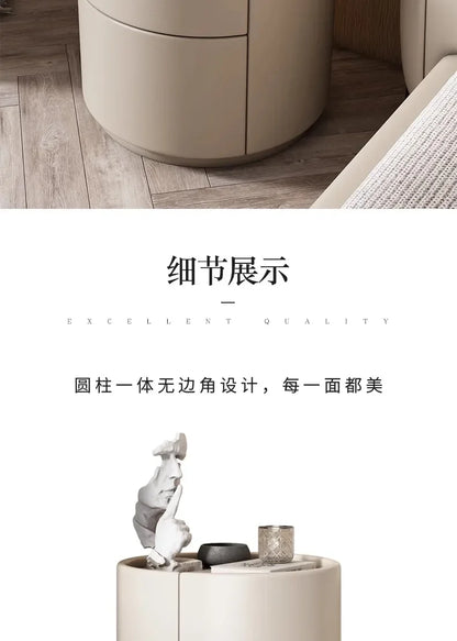 Home Living Room Sofa Side Cabinet, Creative Round Solid Wood Bedside Table, New Simple Modern Small Bedroom Storage Cabinet Taj Home Store
