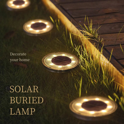 IP68 Waterproof LED Outdoor Solar Power Ground Light Lighting Control Path Deck Lights Yard Driveway Lawn Garden Decoration Lamp Taj Home Store