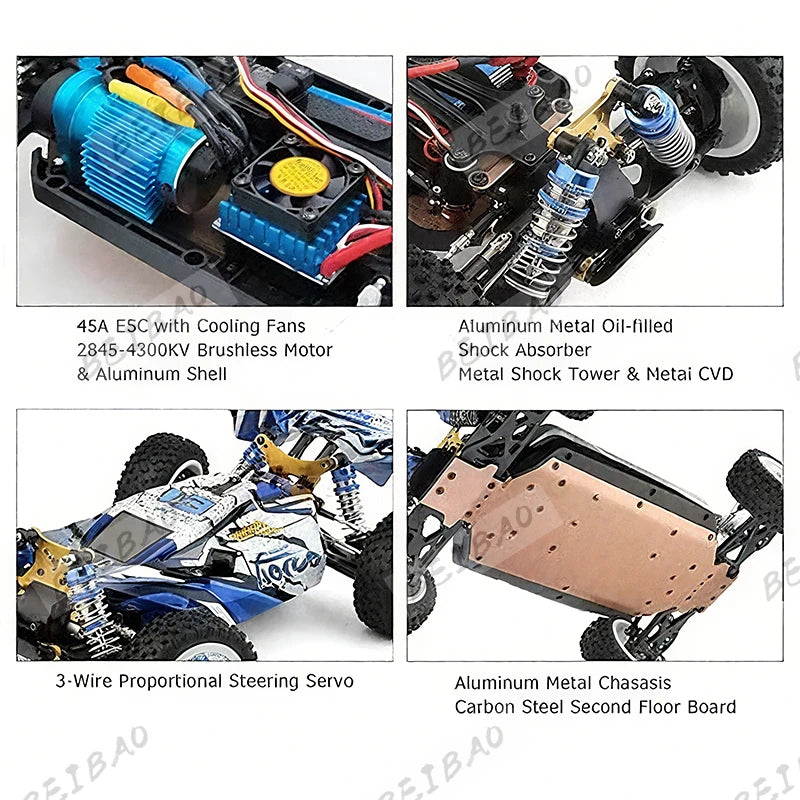 WLtoys 124017 (V2) RC Car Vehicle - Brushless Remote Control Vehicle 1:12 suitable for adults, RTR 4WD off-road drift vehicle Taj Home Store
