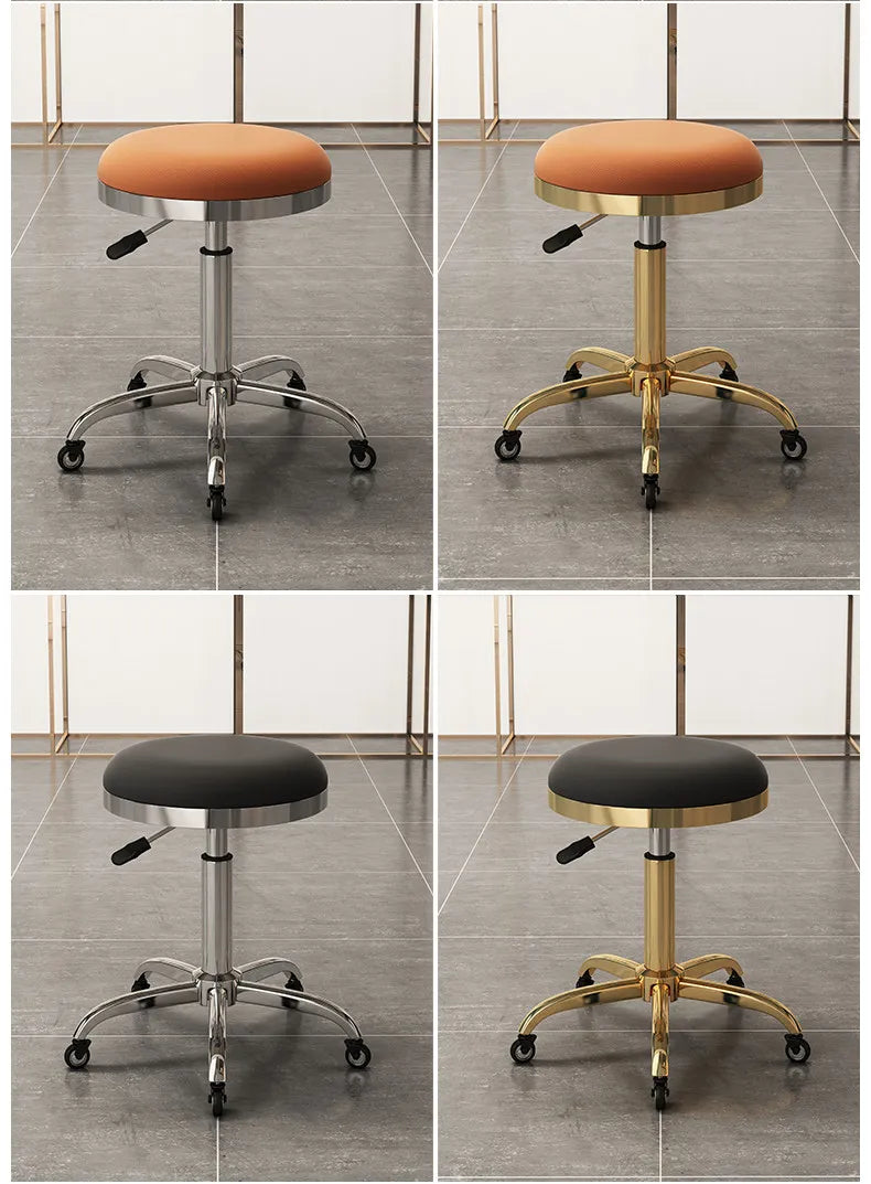 Height-adjustable Round Stools with Swivel Casters Barber&