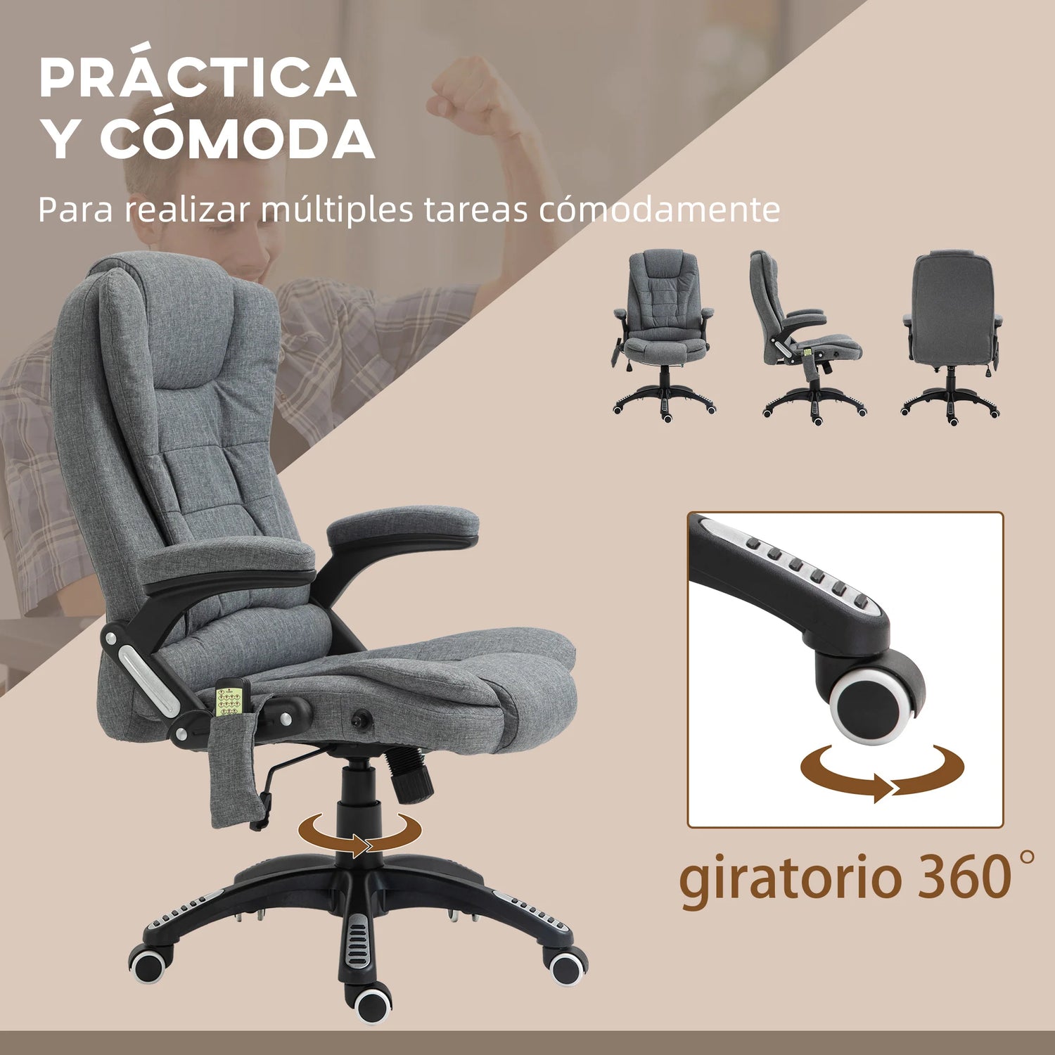 Vinsetto Reclining Massage Chair with 6 Massage Points 68X72X110-120Cm Taj Home Store