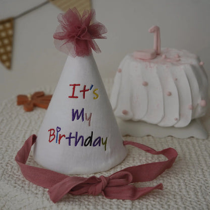 Kids Birthday Party Hat - Safe Soft Photo Prop Cap for Xmas Baby Shower, Adjustable Toddler Headband Taj Home Store