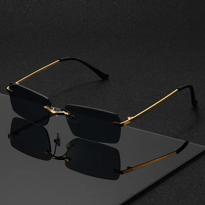1PC, Rectangular rimless glasses, small frame exquisite style, retro elegant glasses, suitable for men and women Taj Home Store