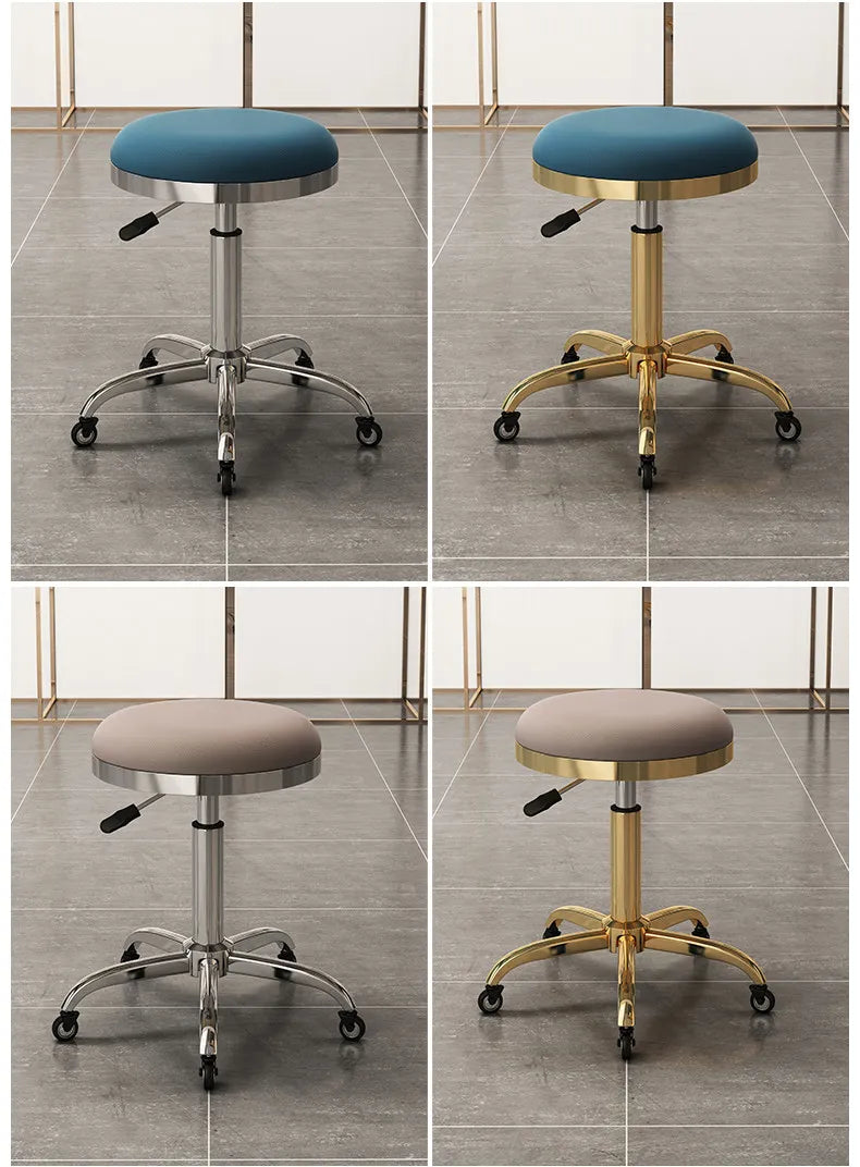 Height-adjustable Round Stools with Swivel Casters Barber&