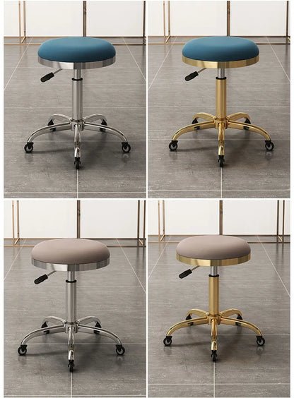 Height-adjustable Round Stools with Swivel Casters Barber&