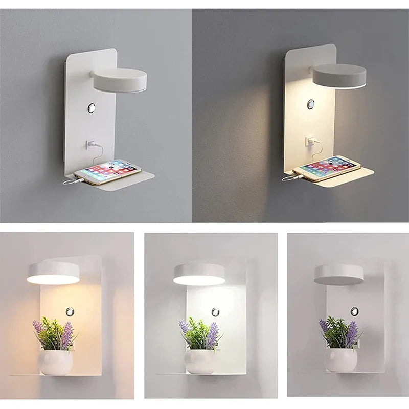 Bedroom Led Wall Lamps with USB Charge Wall Light Indoor Lamp for Living Room Decor Wall Panels with Switch Aisle Modern Sconce Taj Home Store