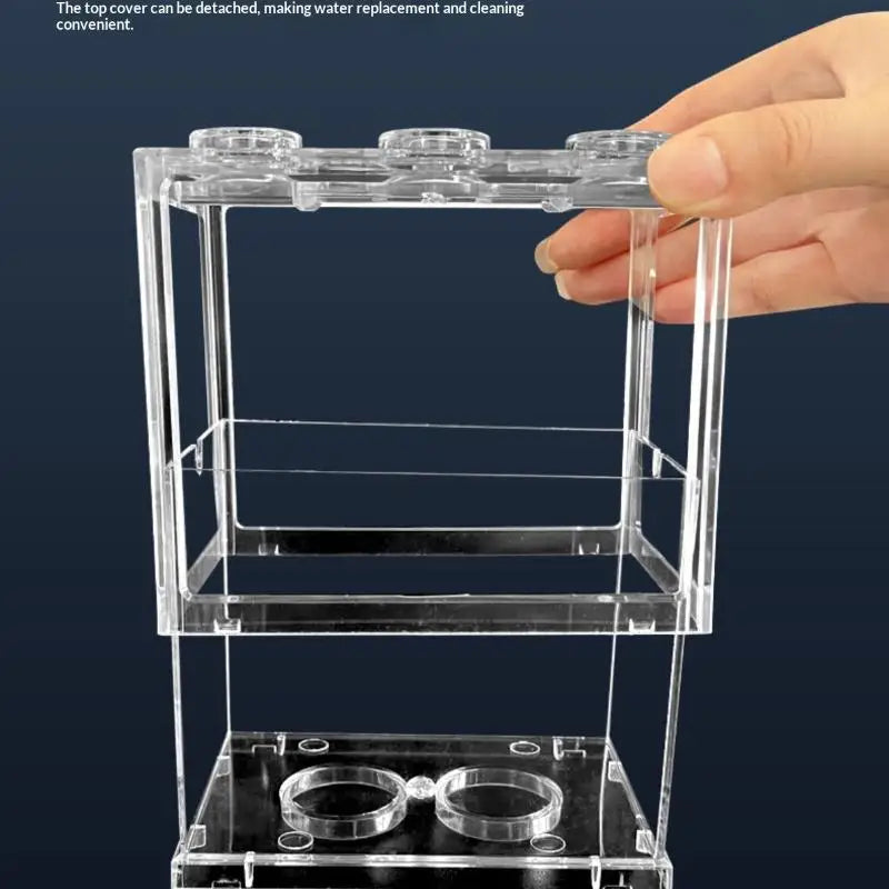 .New.Aquarium Mini Acrylic Fish Tank Reptile Pet Box Stackable Aquarium Cylinder Landscape Seaweed For Home Office Decoration Taj Home Store