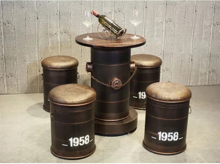 Retro Industrial Bar Stool with Heavy Duty Metal Frame &amp; Leather Bucket Seat,Vintage Style Home Bar Pub Furniture, Easy Assembly Taj Home Store
