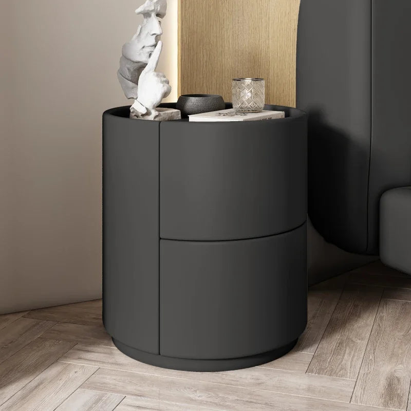 Home Living Room Sofa Side Cabinet, Creative Round Solid Wood Bedside Table, New Simple Modern Small Bedroom Storage Cabinet Taj Home Store