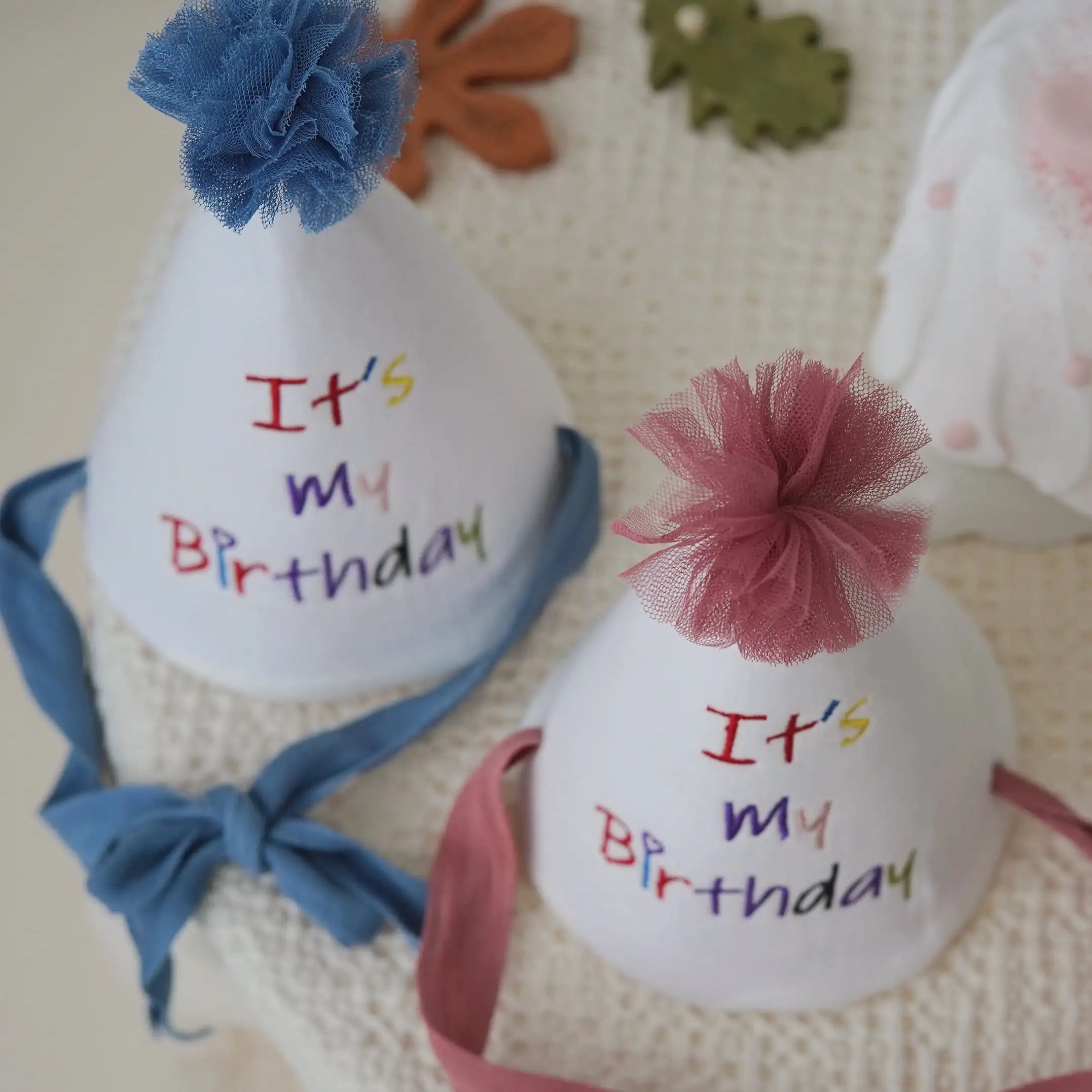 Kids Birthday Party Hat - Safe Soft Photo Prop Cap for Xmas Baby Shower, Adjustable Toddler Headband Taj Home Store