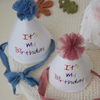Kids Birthday Party Hat - Safe Soft Photo Prop Cap for Xmas Baby Shower, Adjustable Toddler Headband Taj Home Store