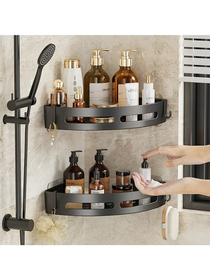 Bathroom Shelves Organizer No Punching Required Kitchen Corner Shelf Racks Shampoo Makeup Storage Holder Shower Towel Caddy Rack Taj Home Store