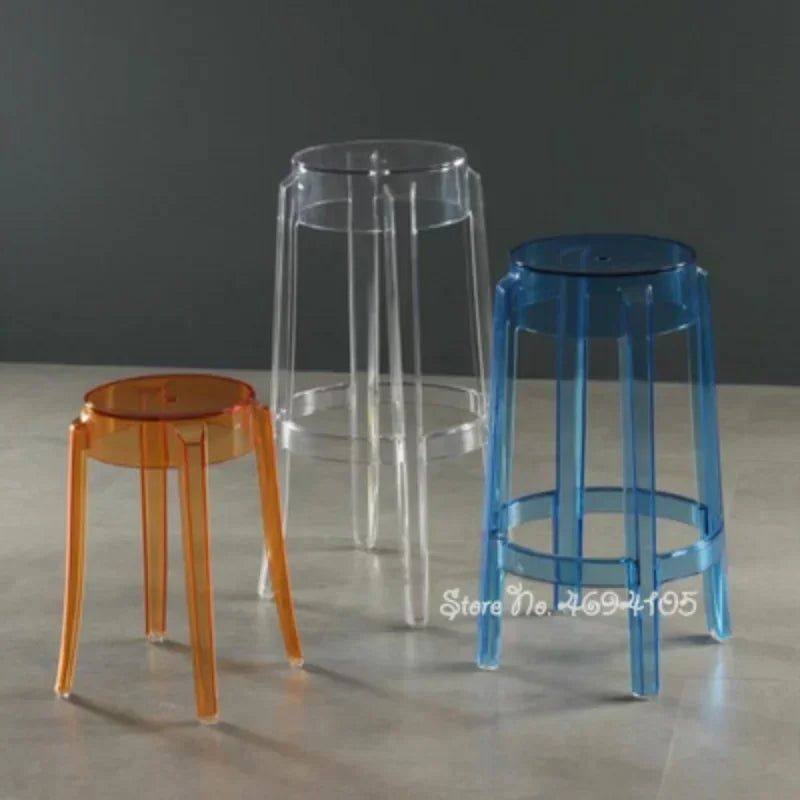 Chic Transparent Acrylic Bar Stool Modern Fashion High Seat Simple Plastic Bar Stool Design Taj Home Store