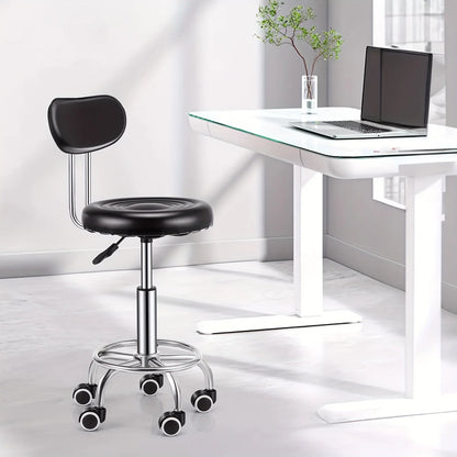 Heavy-Duty 181.44 KG Capacity Bar Stool with Backrest - Hydraulic Height Adjustment, 360° Swivel Base, PU Leather Cushion Taj Home Store
