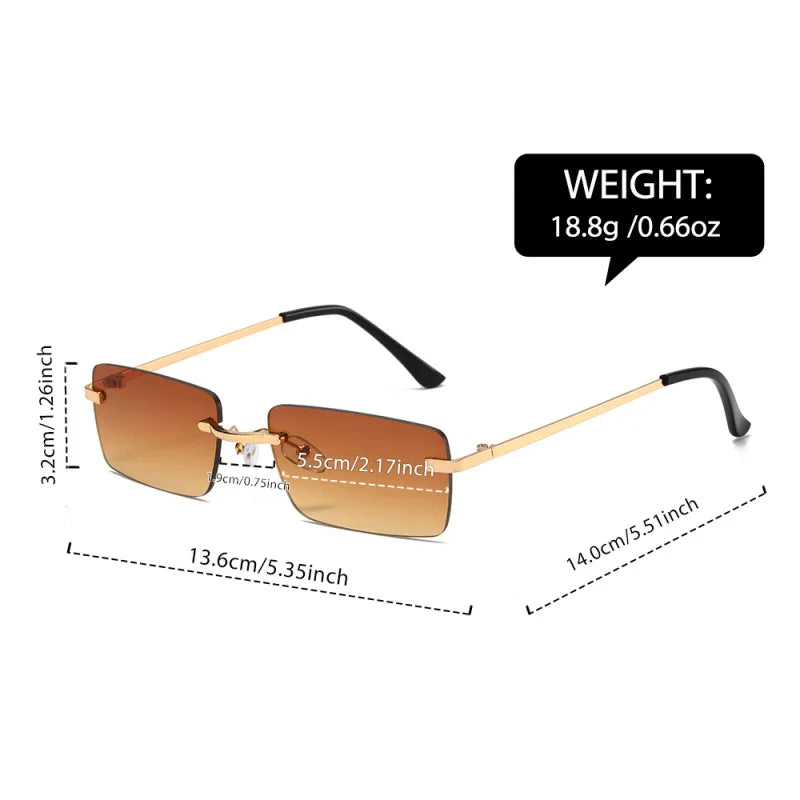 1PC, Rectangular rimless glasses, small frame exquisite style, retro elegant glasses, suitable for men and women Taj Home Store
