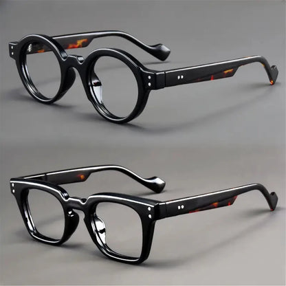 A set of 2 vintage round and square reading glasses, suitable for both men and women, designed to assist with presbyopia Taj Home Store