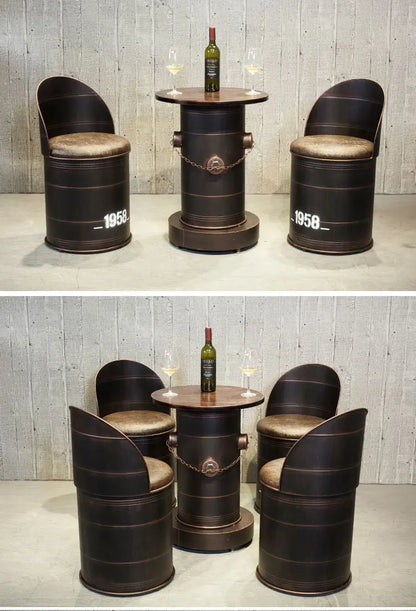 Retro Industrial Bar Stool with Heavy Duty Metal Frame &amp; Leather Bucket Seat,Vintage Style Home Bar Pub Furniture, Easy Assembly Taj Home Store
