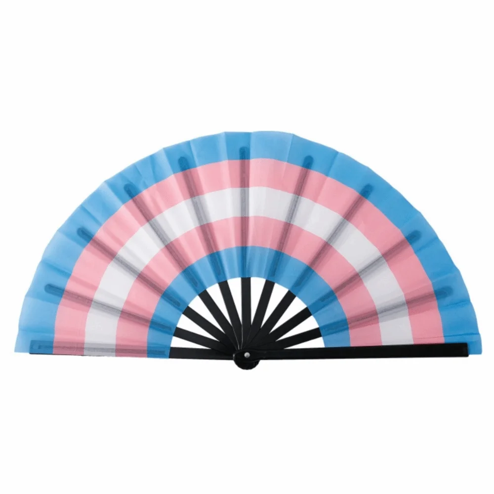 Fashion Plastic Colourful Hand Fans 33cm Colourful Kung Fu Fan Folding Rainbows Pattern Hand Folding Fan Dance Performance Taj Home Store