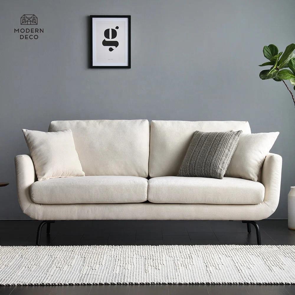 Furniture White Living Room 2 Seater Modern Nordic Scandinavian Upholstery Small Comfy High Quality Taj Home Store