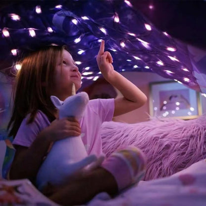 Dream Tent with light show for Kids Bed with Storage Pocket Foldable Kids Tent on Bed Mosquito Net Tent Taj Home Store