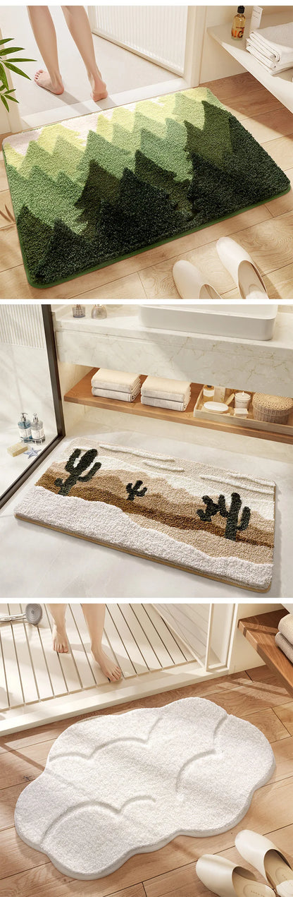 Bathroom Mat, Absorbent Anti Slip, Dirt Resistant Door Mat for Bathroom Entrance,Foot Mat, Flocking, Wave Shaped,Home Decoration Taj Home Store