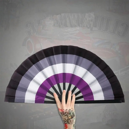Fashion Plastic Colourful Hand Fans 33cm Colourful Kung Fu Fan Folding Rainbows Pattern Hand Folding Fan Dance Performance Taj Home Store