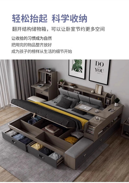 Unique Bedroom Bed Aesthetic Modern Girls Storage Luxury Bed Lounge Sleeping Headboard Letto Matrimoniale Home Accessories Taj Home Store