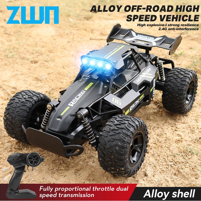 ZWN 1:12 1:16 20KM/H RC Car With LED Lights 2.4G Alloy Off-Road High Speed Vehicle Remote Control Cars Toys for Children Gifts Taj Home Store