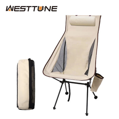 Westtune Portable Folding Camping Chair with Headrest Lightweight Tourist Chairs Aluminum Alloy Fishing Chair Outdoor Furniture Taj Home Store