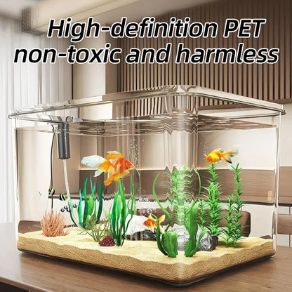 Transparent Aquarium Creative Desktop Fish Tank for Office Home Decor Rectangular(Bare Tank, No Scenery or Stones Included) Taj Home Store