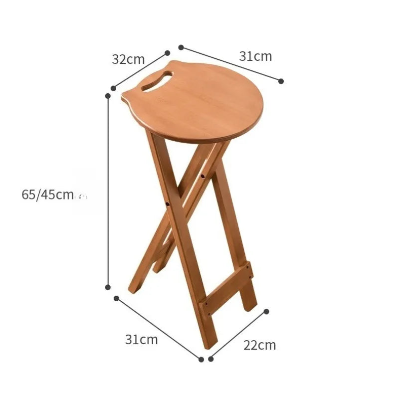 Retro style bamboo folding stool, household foldable round stool, foldable high stool, bar stool, restaurant dining stool Taj Home Store