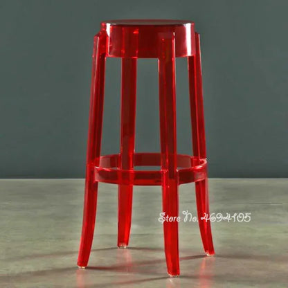 Chic Transparent Acrylic Bar Stool Modern Fashion High Seat Simple Plastic Bar Stool Design Taj Home Store