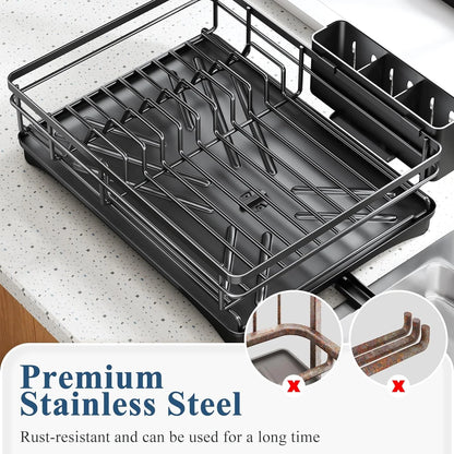 Dish Drying Rack for Kitchen Counter Large Dish Rack with Drainboard Rustproof Dish Drainer with Utensil Holder for Sink Taj Home Store