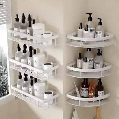 Bathroom Shelf Kitchen Storage Organizer Aluminum Alloy Shampoo Rack Shower Shelf Bathroom Accessories No Drill Shelf Taj Home Store