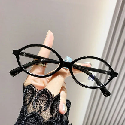 Elliptical Artistic Style Myopia Glasses Retro Small Frame Flat Lenses Ultra Light Finished Near Sight Eyewear Fashion Goggles Taj Home Store