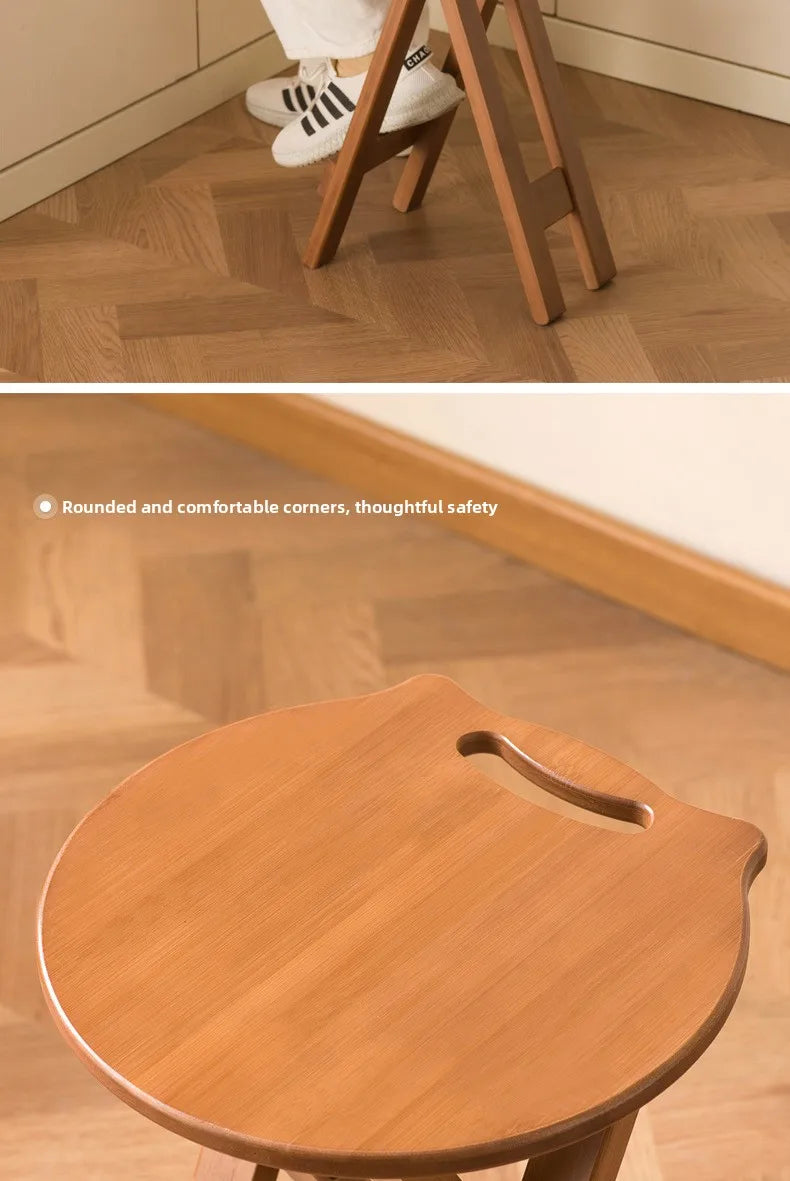 Retro style bamboo folding stool, household foldable round stool, foldable high stool, bar stool, restaurant dining stool Taj Home Store
