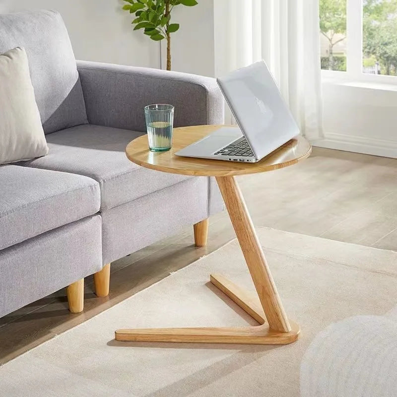 Coffee Table Solid Wood Round Side Table Sofa Bedside Small Living Room Hotel Guesthouse Minimalist Portable Folding Furniture Taj Home Store