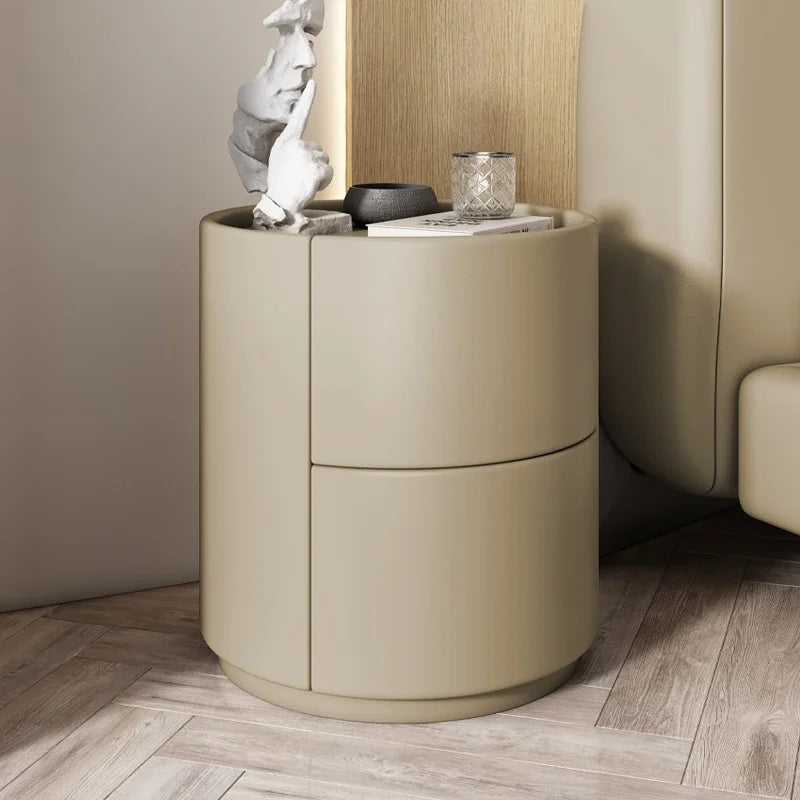 Home Living Room Sofa Side Cabinet, Creative Round Solid Wood Bedside Table, New Simple Modern Small Bedroom Storage Cabinet Taj Home Store