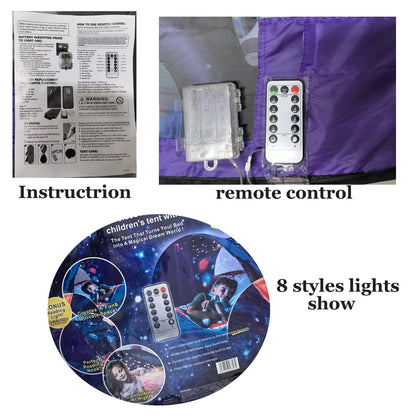 Dream Tent with light show for Kids Bed with Storage Pocket Foldable Kids Tent on Bed Mosquito Net Tent Taj Home Store