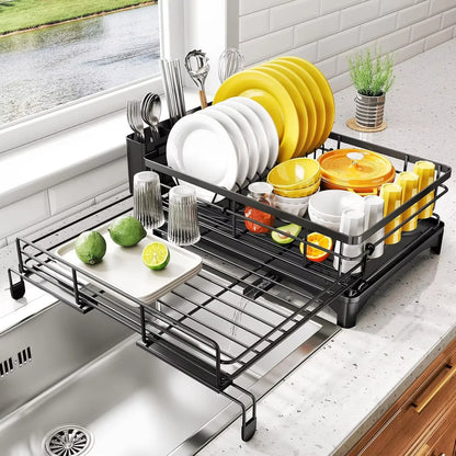 Dish Drying Rack for Kitchen Counter Large Dish Rack with Drainboard Rustproof Dish Drainer with Utensil Holder for Sink Taj Home Store