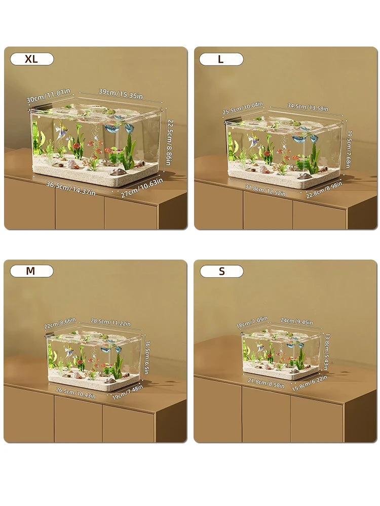 Transparent Aquarium Creative Desktop Fish Tank for Office Home Decor Rectangular(Bare Tank, No Scenery or Stones Included) Taj Home Store