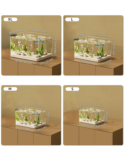 Transparent Aquarium Creative Desktop Fish Tank for Office Home Decor Rectangular(Bare Tank, No Scenery or Stones Included) Taj Home Store