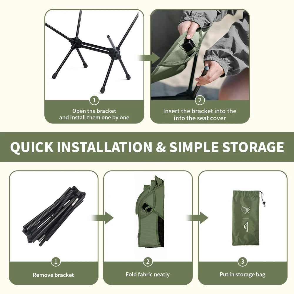 Naturehike Chair Foldable Chair Camping Lightweight Khaki Picnic BBQ Fishing Widen Chairs Outdoor Equipment Portable Taj Home Store