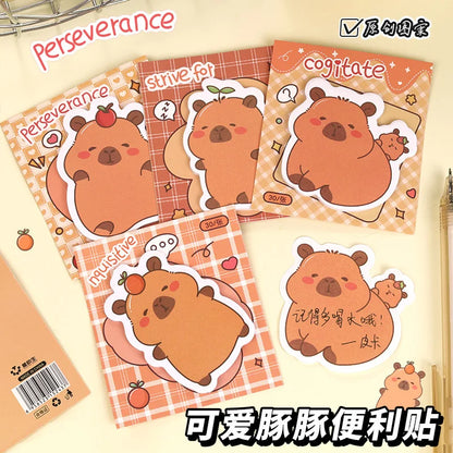 5Pcs/Lot Creative Capybara Memo Pad Cute Cartoon Sticky Notes Message Sticker Book Kawaii Writing Pads School Office Supplies Taj Home Store