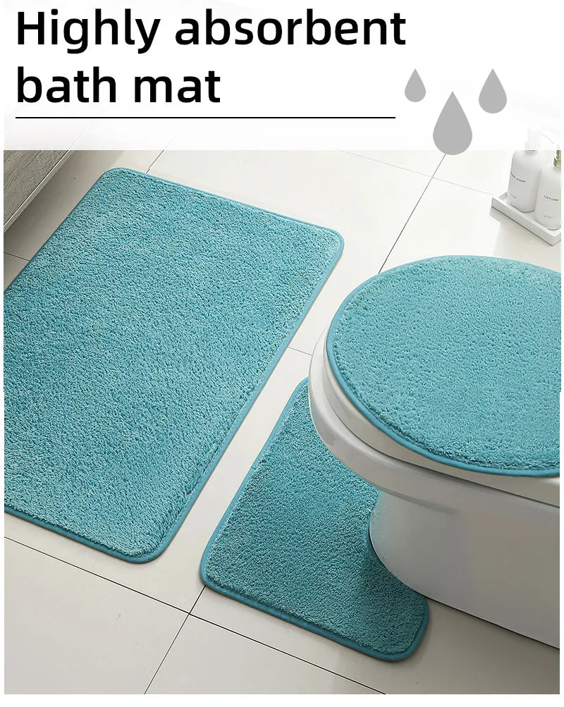 Bathroom Carpet 3-Piece Set Soft, Absorbent, Non-Slip, Microfiber Toilet Mat, U-Shaped Foot Pad Taj Home Store